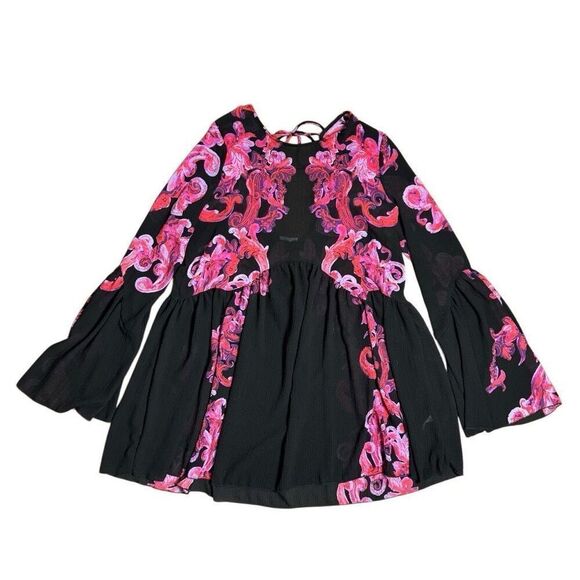 FREE PEOPLE Intimately Symphony Swing Mini Dress Black Women’s Size XS Textured - Picture 3 of 11